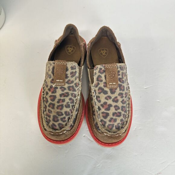 Girls Kids Ariat Cruiser Pull On Brown Suede Leopard Aztec‎ Shoes Size US 12.5 - Picture 3 of 10
